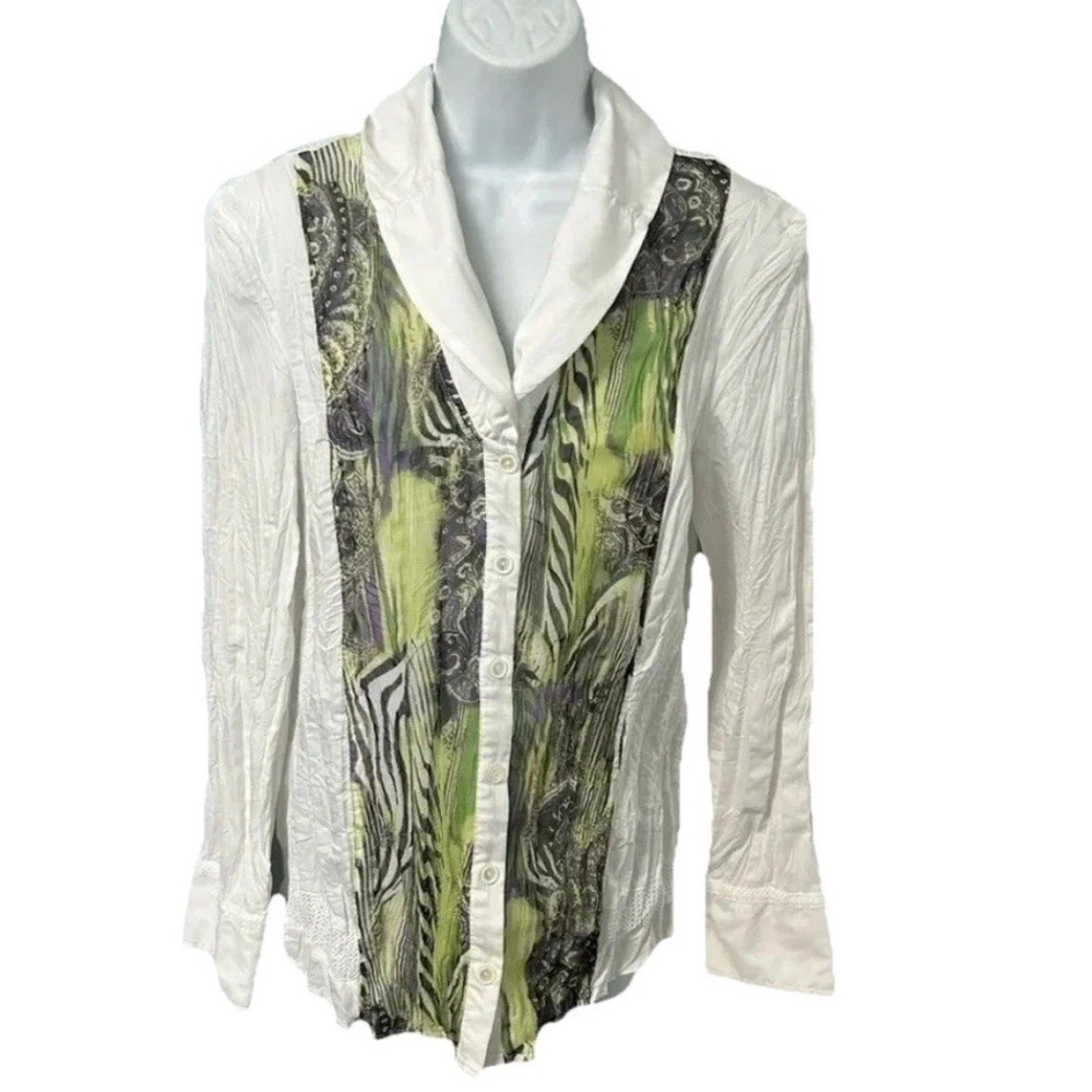 Bonita Blouse Women's EUR‎ 40 US L Button Shirt Artsy Animal Print Coquette Chic